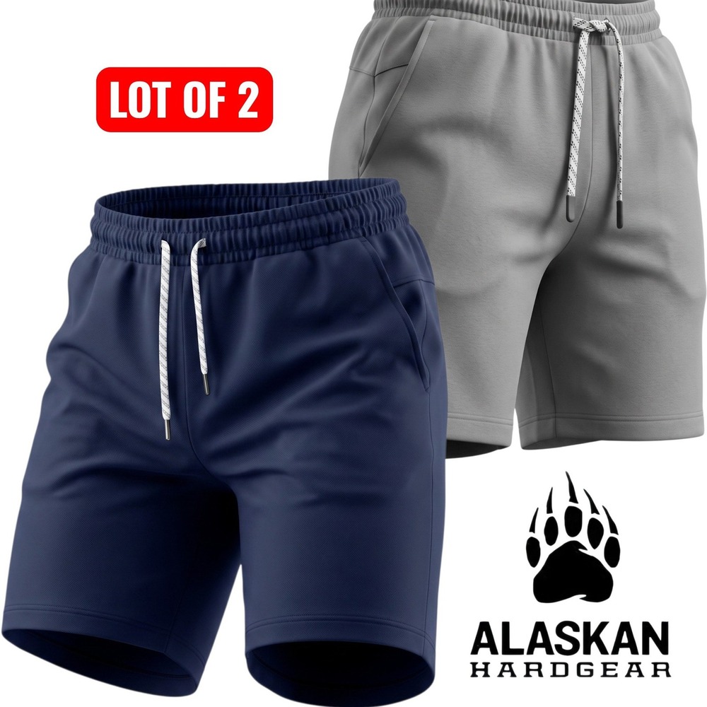 Alaskan Hardgear Shorts Mens M Gray Navy LOT OF 2 Athletic Drawstring Pocket